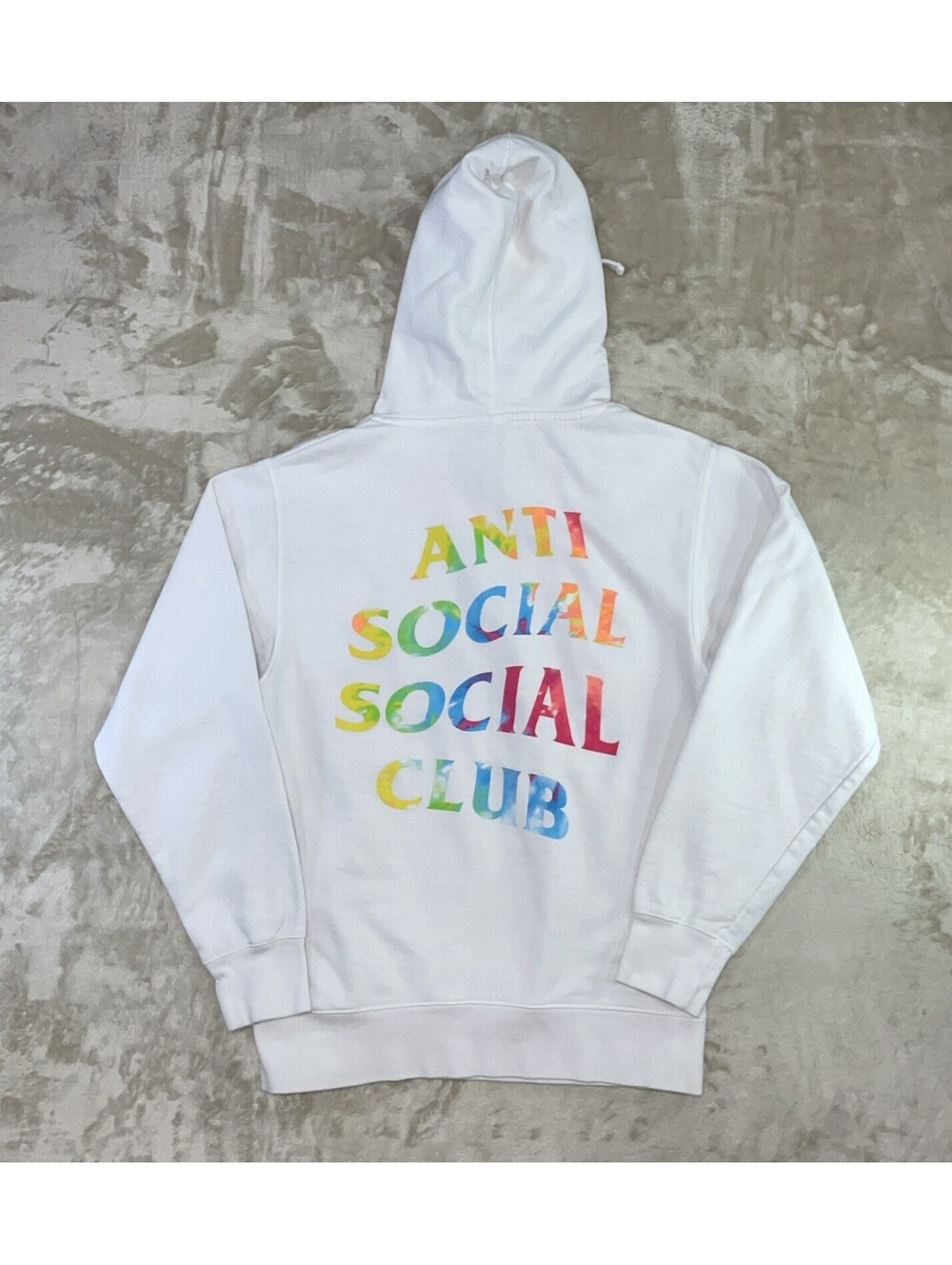 Anti Social Social Club ASSC White Hoodie Rainbow Tie Dye Logo Men's Small